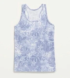 Old Navy Kids Size Medium (8) Fitted Racerback Tank Top ~ Blue Tropical … NWT - Picture 1 of 2