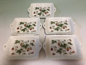 Town & Country The Strawberry Square Plate Dish Eared Showa Retro 18cm Set of 5 - Picture 1 of 4