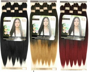 TRENZA INTELIGENTE PAQUETE DE 6 EN 28" Extensión Preestirada Cabello Humano Cola de Caballo Gruesa - Imagen 1 de 12