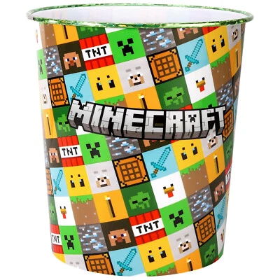 Minecraft Kids Waste Bucket Paper Bin Basket for Bedroom Desk Dustbin - Image 1 of 4
