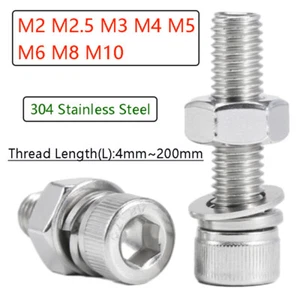 Juego de arandela de resorte de tuercas de tornillo de cabeza de tapa de acero inoxidable M2 M2,5 M3 M4 M5 M6 M8 M10 - Imagen 1 de 165