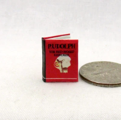 1:24 Scale RUDOLPH THE RED-NOSED REINDEER Illustrated Miniature Dollhouse Book - Image 1 of 4