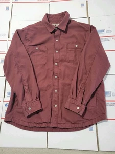 Duluth Trading Co Maroon Canvas Snap Button Men’s Plaid Flannel Lined Men's XL - Picture 1 of 11