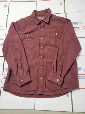 Duluth Trading Co Maroon Canvas Snap Button Men’s Plaid Flannel Lined Men's XL - Image 1 of 4