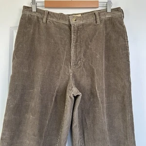Woolrich Corduroy Pants Men 34x32 Straight Flat Front Wide Wale Dark Shale Beige - Picture 1 of 10