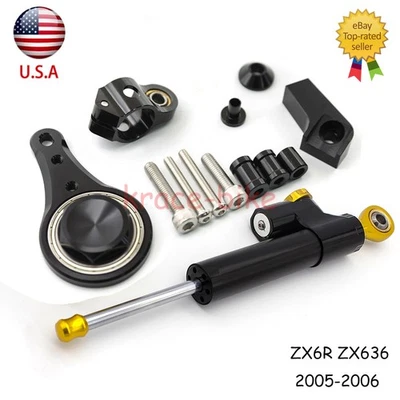 Kit de montaje de soporte amortiguador de dirección ajuste para Kawasaki Ninja ZX636 ZX6R 2005-2006 Foto 1 de 4