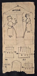 VINTAGE SELTENES ALTES SANSKRIT/HINDI HANDSCHRIFTLICHES INTERESSANTES HANDSCHRIFTENBLATT. - Bild 1 von 2