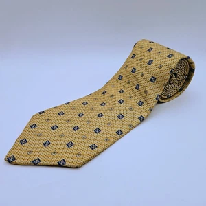 Tommy Hilfiger gelbe geometrische Seidenkrawatte 4" breit klassischer Vintage-Stil - Bild 1 von 4