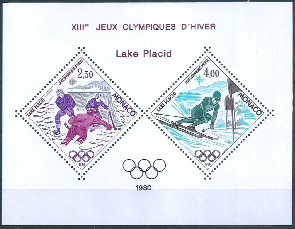 25431 Monaco Winter Olympics Lake Pacid Sport Perf S/S MNH CV350€ RARE - Image 1 of 1