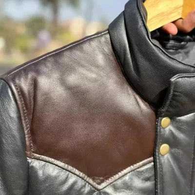 Men's Puffer Jacket Real Lambskin Leather Quilted Bomber Jacket - Dual Color New - Image 1 of 4