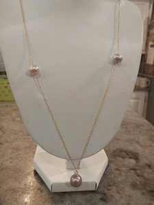 Multi Color Edison Pearl Necklace in 14K Yellow Gold Over Sterling Silver 20 In - Picture 1 of 14