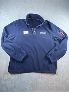 Ralph Lauren RLX 1/4 Snap Pullover Fleece Sweatshirt USA Flag Navy Blue Mens 2XL - Picture 1 of 12