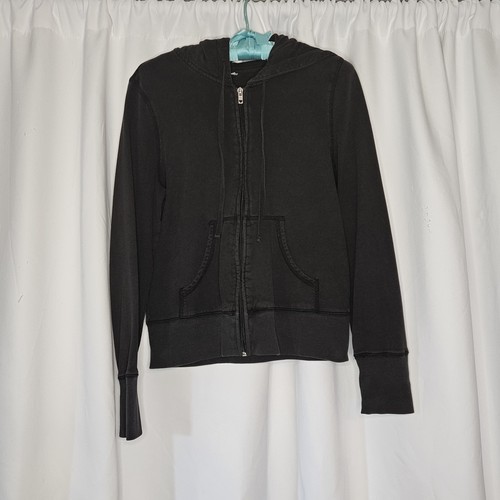 UNDERCOVER Felpa con cappuccio leggera Y2K Victorias Secret full zip nera Bling taglia large