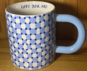 16 oz Stoneware Love You Dad Coffee Mug Blue Checker - Room Essentials Father - Picture 1 of 9