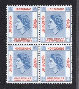 1954-62 Hong Kong QE2 $1.30 SG188 Block of 4 Unmounted Mint - Picture 1 of 2