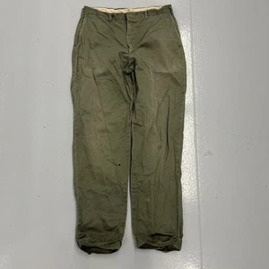 Vintage 50s Green Sateen Sanforized Workwear Chinos 30x29 1950s True Vintage - Picture 1 of 6