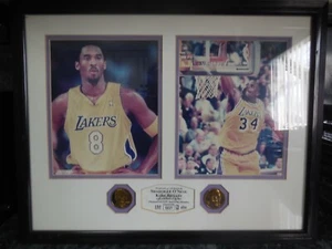 1  22x17 kobe bryant/shaquille o neal highmint 24 kt gold overlay medallions - Picture 1 of 6
