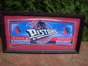 NBA Detroit Pistons 1990's Locker Room Pass Required Sign Framed Picture 23 x 12 - Picture 1 of 8