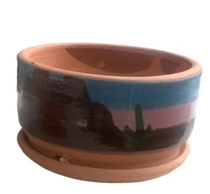 Santa Fe Superstition Stoneware Planter Dip Bowl Hand Painted Pastel Navajo - Picture 1 of 5