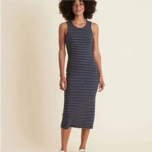 Marine Layer Lexi Daytime Midi Dress Blue/White Stripe size XL Fitted Soft Tank - Picture 1 of 7