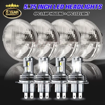 4pc 5.75" 5-3/4 inch Round Led Headlights Hi-Lo for-Ford Galaxie 500 1962-1974 - Image 1 of 4