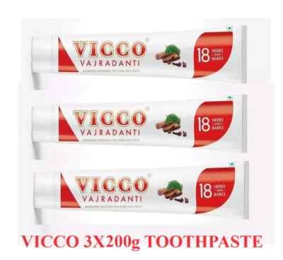 Vicco Vajradanti Ayurvedic Toothpaste For Gum & Teeth Pack Of 3 X 200G - Image 1 of 4
