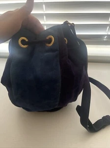 Vintage 1980s ESCADA Two Tone Blue Suede Drawstring Shoulder Bag - Picture 1 of 6
