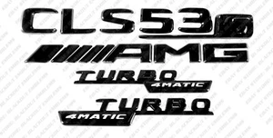 Gloss Black Emblems Logos Letters for Mercedes-Benz CLS53s Turbo 4Matic AMG C257 - Bild 1 von 14