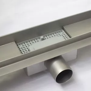 Edelstahl Duschrinne 90cm, befliesbar als Bodenablauf, Komplettset, extra flach - Bild 1 von 5