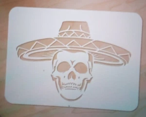 A4 SKULL in SOMBRERO Reusable Stencil Airbrush Craft Painting Etc New 29.7x21cm - Picture 1 of 3