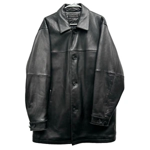 Claiborne Outerwear Men's Large Black Lambskin Leather Jacket Coat 4 Button - Picture 1 of 17