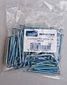 NUEVO Newlec NLS4317DN Tornillos Ranurados Elevados CSK Brillantes M3.5 x 40 Paquete de 100 - Imagen 1 de 3