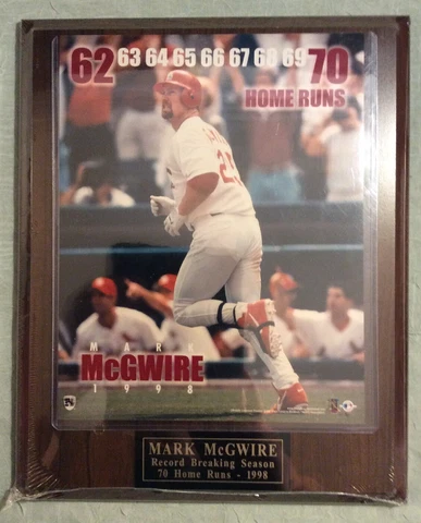 1998 MARK McGWIRE Home Run #70 Photograph Plaque With COA NEW IN SEALED PLASTIC Cover