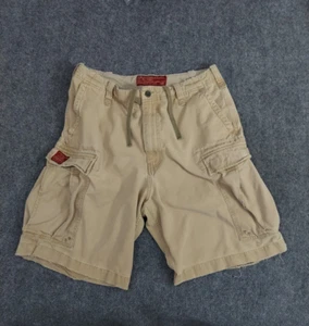 Vtg Abercrombie & Fitch Shorts Mens 33 Beige Cargo Heavy Drawstring Y2K Baggy - Picture 1 of 14