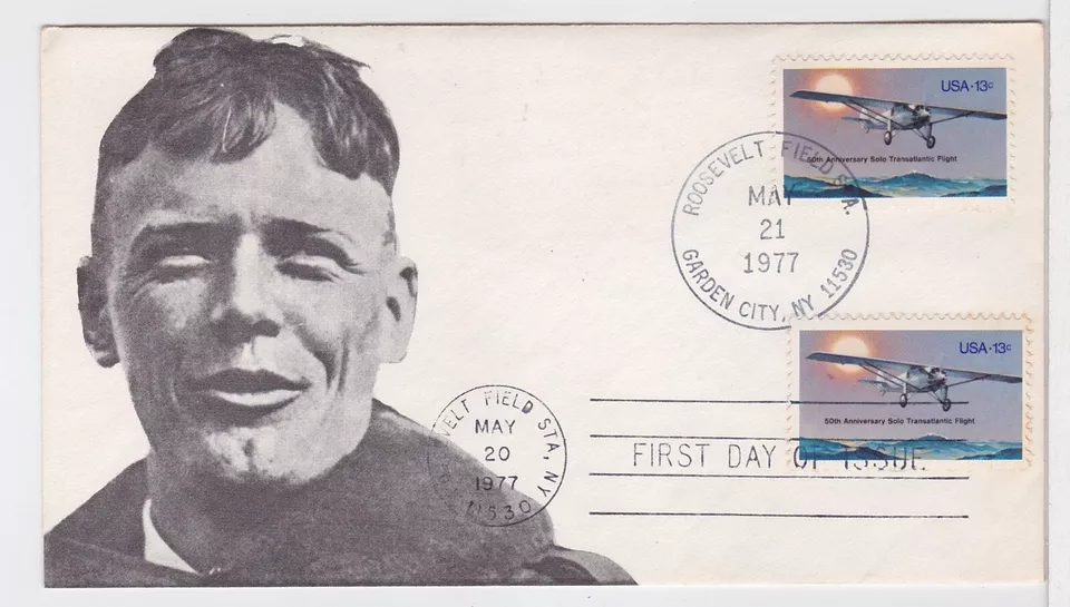 TurtlesTradingPost- Charles Lindbergh 1977 #1710 FDC Dual Cancel Unsigned Cachet - Image 1 of 1