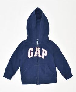 GAP Girls Graphic Zip Hoodie Sweater 18-24 Months Navy Blue Cotton RK07