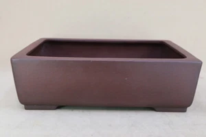 Japanese Bonsai Pot Tokoname YAMAAKI 12.8"(32.5cm) Brown Unglazed Rectangle J401 - Picture 1 of 4