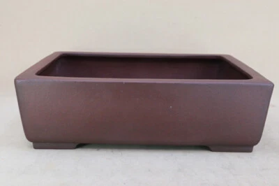 Japanese Bonsai Pot Tokoname YAMAAKI 12.8"(32.5cm) Brown Unglazed Rectangle J401 - Image 1 of 4