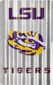 LSU TIGERS CORRUGATED METAL SIGN 12" X 18" LOUISIANA STATE UNIVERSITY TIN RETRO - Picture 1 of 4