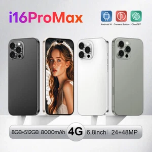 New i16 Pro Max 6.8" HD Android Smartphone Unlocked Global 8+512GB Dual SIM - Picture 1 of 28