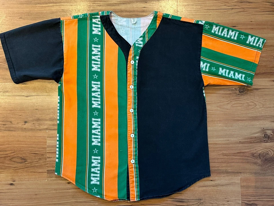 Vintage Miami Hurricanes Baseball Shirt Button Up, Size L - Image 1 of 4