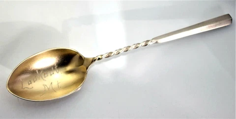 Lookout Mountain TN Sterling Silver Souvenir Spoon Barley Twist VINTAGE 3 3/4" L Cover