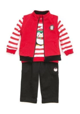 Rima infantil bebé niño 9M pingüino 3 piezas Conjunto de pantalones y chaleco nuevo con etiquetas Foto 1 de 2