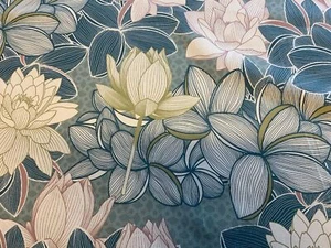 LOTUS BLUE -  Light Weight Furnishing Cotton Fabric, for Cushions, Curtains, Bag - Picture 1 of 6