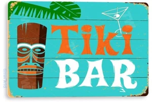 Letrero Tiki Bar Cocina Cocina Tienda Rústica Playa Metal Decoración Letrero Lata C056 - Imagen 1 de 3