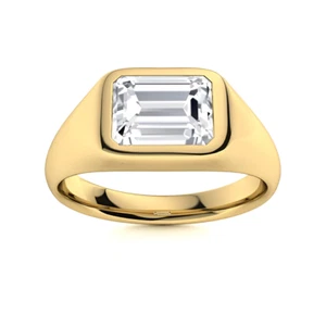 Alianza de boda de oro amarillo de 18 quilates para hombre corte esmeralda anillo de diamantes cultivados en laboratorio IGI de 1,50 quilates - Imagen 1 de 10