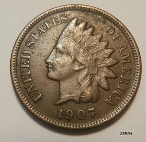 Penny testa di indiano 1907 "Errore" #7 - Foto 1 di 5