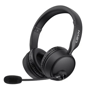 LEVN Bluetooth Black Headset Microphone 60 Hrs Working Time Noise Cancelling - Picture 1 of 9