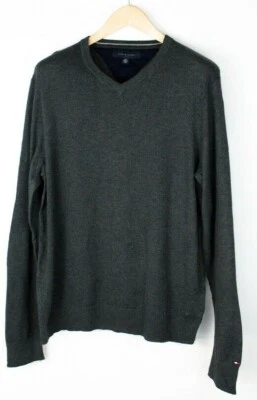 TOMMY HILFIGER Men 11% Silk Elbows Patched Knit Jumper Sweater Size M - Image 1 of 4