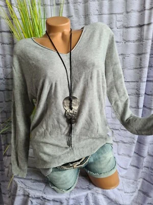 Heine B.C. Pulli Shirt Strick Langarm grau Ton V-Ausschnitt Gr. 38 (112) NEU  - Bild 1 von 3